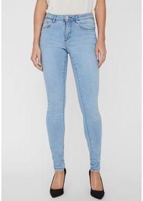 Véro Moda VERO MODA Damen Skinny-fit-Jeans "VMTANYA MR S PIPING JEANS VI352 GA NOOS", blau, modisch, Gr. XS, Denim/Jeans, Obermaterial: 69% Baumwolle, 25%