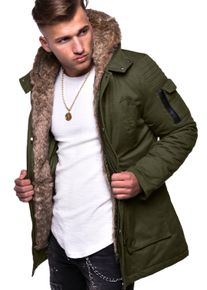 behype Herren Parka "GK-1", grün, Gr. S, unifarben, 100% Baumwolle, Jacken, mit Kunstpelz