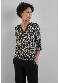 Street One Damen Langarmbluse, schwarz, casual, Gr. 36, bedruckt, Stoff, 100% Viskose, Blusen, mit grafischem Muster