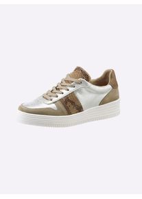 Heine Damen Sneaker, Gr. 38, silber, Leder, Veloursleder, Textil, modisch, Schuhe
