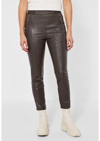 Street One Damen Lederimitathose, braun, casual, Gr. 38, unifarben, Stoff, Beschichtung: 100% Polyurethan (PU); Unterstoff: 100% Polyester, Hosen, in