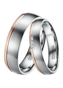 DOOSTI Trauring "Schmuck Geschenk Edelstahl Trauring Ehering Partnerring LIEBE", 60,mit Zirkonia, Edelstahl, 5mm, rosa, Edelstahl, Fingerringe, Made