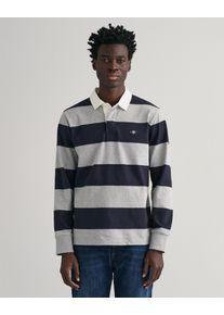 Gant Herren Rugbyshirt "REG SHIELD BARSTRIPE HEAVY RUGGER", grau, casual, Gr. XXXL, Sweatware, Obermaterial: 100% Baumwolle, Shirts, mit