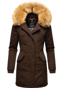 Marikoo Damen Wintermantel "Karmaa", braun, elegant, Gr. S, Obermaterial: 100% Polyester, Futter: 100% Polyester, Wattierung: 100% Polyester,