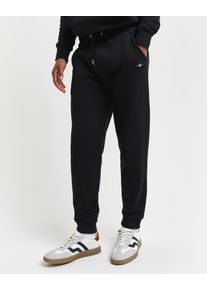 Gant Herren Sweathose "REG SHIELD SWEATPANTS", schwarz, sportlich, Gr. M, unifarben, Web, Obermaterial: 87% Baumwolle, 13% Polyester, Hosen, mit