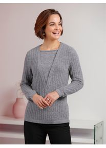 CLASSIC Damen 2-in-1-Pullover "Pullover", grau, Gr. 38, unifarben, 77% Polyacryl, 23% Polyester, Pullover