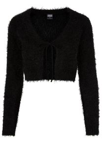 Urban Classics Damen Strickjacke "Urban Classics Damen Ladies Tied Cropped Feather Cardigan", schwarz, Gr. 5XL, unifarben, 51% Polyacryl, 49%