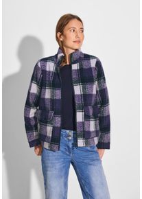 Cecil Damen Kurzjacke, lila, casual, Gr. L, Jacquardmuster, Stoff, 100% Polyester, Jacken, mit Stehkragen