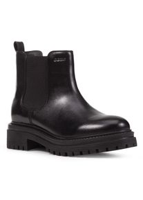 Geox Damen Chelseaboots "D IRIDEA B", Gr. 38, schwarz, Nappaleder, casual, Schuhe, Chunky Boot, Plateau Stiefelette mit modischem Blockabsatz