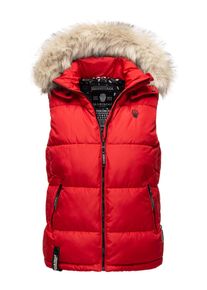 Marikoo Damen Steppweste "Eisflöckchen", rot, Gr. M, Obermaterial: 100% Polyester / Innenmaterial: 100% Polyester / Kunstfell: 90% Polyacryl, 10%