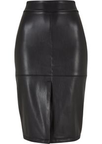 Urban Classics Damen Sommerrock "Urban Classics Damen Ladies Synthetic Leather Pencil Skirt", schwarz, Gr. S, unifarben, 93% Polyester, 7% Elasthan,