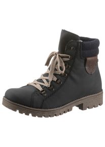 Rieker Damen Winterboots, Gr. 37, blau, Lederimitat, Filz, klassisch, Schuhe, in Bergsteiger-Optik