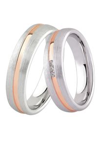 DOOSTI Trauring "Schmuck Geschenk Silber 925 Trauring Ehering Partnerring LIEBE", 62, ohne Zirkonia, Silber 925 (Sterlingsilber), 5mm, rosa, Silber