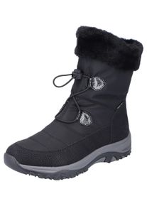 Rieker Damen Winterboots, Gr. 41, schwarz, Textil, Lederimitat, klassisch, Schuhe, mit Fellimitat-Besatz am Schaftrand