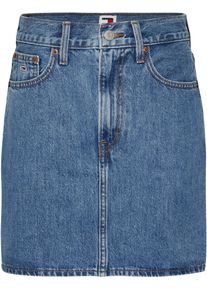 Damen Jeansrock "CRV MOM UH SKIRT BH0034", blau, casual, Gr. 38, Tommy Jeans CURVE, unifarben, Denim/Jeans, Obermaterial: 100% Baumwolle, Röcke,