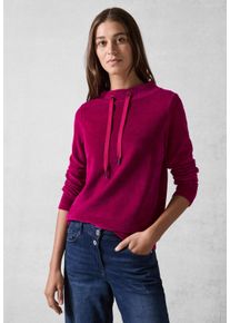 Cecil Damen Langarmshirt, pink, casual, Gr. XXL, unifarben, Web, 70% Baumwolle, 25% Polyester, 5% Elasthan, Shirts, mit Tunnelzugband am Kragen
