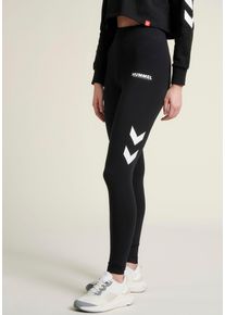 Hummel Damen Leggings, schwarz, Gr. XL, Obermaterial: 90% Baumwolle, 5% Elasthan, 5% Viskose, Hosen