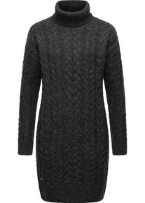 Ragwear Damen Strickkleid "Janna", grau, modisch, Gr. XL, Strick, 64% Polyester, 36% Polyacryl, Kleider, warmes Zopfstrick-Midikleid mit breitem