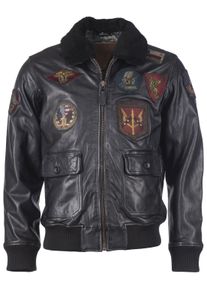 Top Gun Herren Lederjacke "TGJ1001", schwarz, Gr. S, Obermaterial: 100% Leder, Lamm / Futter: 100% Viskose / Wattierung: 100% Polyester / Kragen: