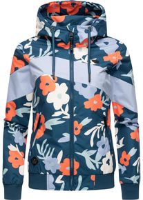 Ragwear Damen Outdoorjacke "Nuggie Block Flower", blau, modisch, Gr. M, Außenmaterial: 100% Polyester, Innenfutter: 100% Polyester, Jacken, modische