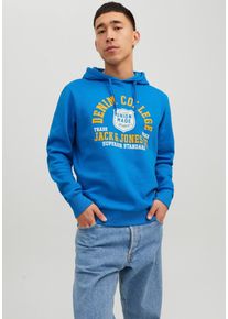 Jack & Jones JACK & JONES Herren Kapuzensweatshirt "LOGO SWEAT HOOD", blau, Gr. M, bedruckt, Obermaterial: 70% Baumwolle, 30% Polyester, Sweatshirts