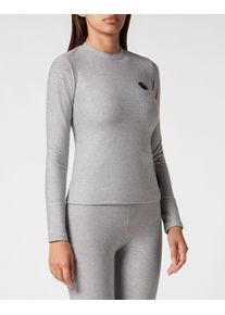 Plein Sport Damen T-Shirt "Glitter"70, silber, Gr. S, Obermaterial: 56% Polyester, 30% Viskose, 10% Metallisierte Faser, 4% Elasthan, Shirts