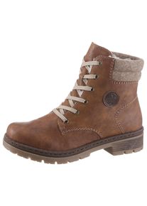 Rieker Damen Winterboots, Gr. 40, braun, Lederimitat, Filz, used, klassisch, Schuhe, Winterstiefelette, Blockabsatz, in trendiger Used-Optik