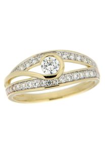 Firetti Damen Goldring "Schmuck Geschenk Gold 333 Damenring Goldring", 18, Gelbgold 333, 8,2mm, gold, Gelbgold 333, Fingerringe, mit Zirkonia (synth.)