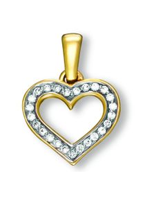 ONE ELEMENT Damen Ketten-Anhänger "Zirkonia Herz Herz Anhänger aus 333 Gelbgold", Gelbgold 333, gold, Gelbgold 333, Schmuckanhänger, Damen Gold