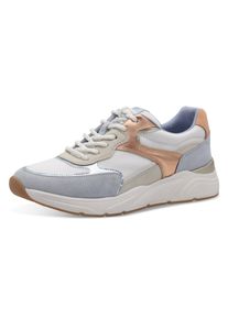 Tamaris Damen Plateausneaker, Gr. 42, blau, Leder, Textil, Lederimitat, kontrastfarbene Details, sportlich, Schuhe, Freizeitschuh, Halbschuh,
