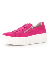 Gabor Damen Plateausneaker, Gr. 42, pink, Ziegenveloursleder, sportlich, Schuhe, mit Best Fitting Ausstattung, Freizeitschuh, Halbschuh, Schnürschuh