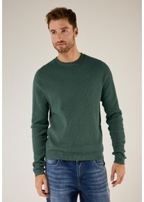 Street One MEN Herren Rundhalspullover, grün, casual, Gr. XXXL, unifarben, Web, 100% Baumwolle, Pullover, mit Struktur