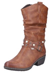 Rieker Damen Westernstiefel, Gr. 40, braun, Lederimitat, used, modisch, Schuhe, Cowboystiefel, Blockabsatz, mit wasserabweisender RiekerTEX-Membran
