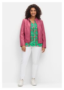 sheego Damen Lederjacke "Große Größen", lila, modisch, Gr. 46, unifarben, Obermaterial: 100% Lammnappaleder;Futter: 100% Polyester, Jacken, aus