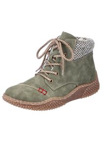 Rieker Damen Winterboots, Gr. 36, grün, Lederimitat, Textil, sportlich, Schuhe, mit Ziersteppungen
