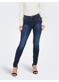 Only Damen Skinny-fit-Jeans "ONLWAUW MID SK DNM BJ581 NOOS", blau, casual, Gr. XS, Abriebeffekte, Denim/Jeans, Obermaterial: 64% Baumwolle, 31%