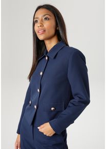 Damen Kurzblazer, blau, elegant, Gr. 46, Aniston SELECTED, unifarben, Web, Obermaterial: 95% Polyester, 5% Elasthan. Futter: 100% Polyester, Blazer,