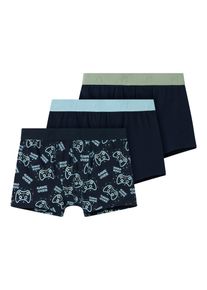 name it Kinder Trunk "NKMBOXER 3P SAPPHIRE GAME NOOS", Gr. 122, blau, Jersey, Obermaterial: 95% Baumwolle, 5% Elasthan, unifarben, Unterhosen