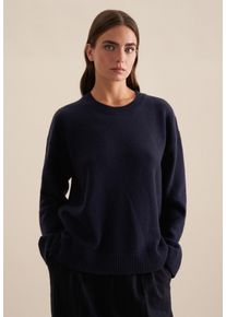 Seidensticker Damen Strickpullover "Schwarze Rose", blau, Gr. M, unifarben, 80% Wolle, 15% Polyamid 5% Kaschmir, Pullover, Langarm Rundhals Uni