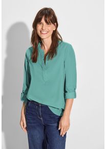 Cecil Damen Langarmbluse, grün, casual, Gr. XL, unifarben, Web, 100% Baumwolle, Blusen, aus reiner Baumwolle