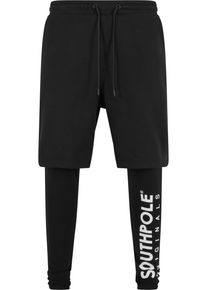 Southpole Herren Stoffhose "Southpole Herren Southpole Fleece Shorts with Leggings", schwarz, Gr. S, unifarben, 95% Baumwolle, 5% Elasthan, Hosen