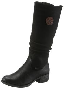 Rieker Damen Winterstiefel, Gr. 37, schwarz, Lederimitat, Nubuklederimitat, elegant, Schuhe, Winterboots, Stiefel mit wasserabweisender Tex-Membran