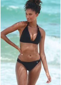 s.Oliver Damen Triangel-Bikini "Cho", schwarz, Gr. 38, Strukturmuster, Polyamid, Bikini-Sets, mit Zierknoten
