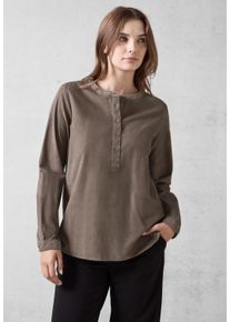 Cecil Damen Langarmbluse, braun, casual, Gr. XL, unifarben, Web, 100% Baumwolle, Blusen, mit dekorativer Knopfleiste