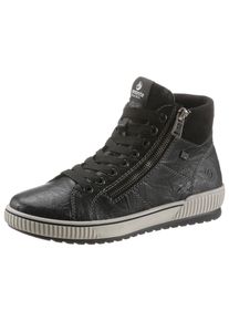 Remonte Damen Schnürboots, Gr. 36, schwarz, Leder, Textil, Lederimitat, sportlich, Schuhe, Plateau, Schnürstiefelette, Boots in Crash-Optik