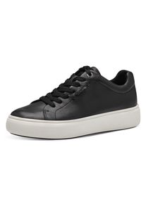Tamaris Damen Plateausneaker, Gr. 36, schwarz, Leder, sportlich, Schuhe, Freizeitschuh, Halbschuh, Schnürschh mit Wechselfußbett