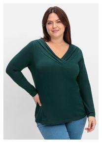 Damen Langarmshirt "Große Größen", grün, casual, Gr. 40, sheego by Joe Browns, unifarben, Obermaterial: 95% Baumwolle, 5% Elasthan, Shirts, mit