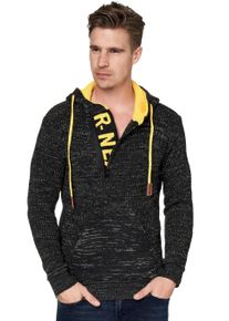 Rusty Neal Herren Kapuzensweatshirt, gelb, casual, Gr. M, mehrfarbig, 70% Polyacryl, 30% Baumwolle, Sweatshirts, mit stylischem Ausschnitt