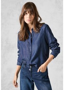 Cecil Damen Jeansbluse, blau, casual, Gr. XXL, gestreift, Jeans, 100% Lyocell, Blusen, im Streifen-Design