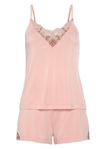 Lascana Damen Shorty, Gr. 32, rosa, Single Jersey, Obermaterial: 95% Viskose, 5% Elasthan, unifarben mit Farbeinsatz, feminin, Homewear-Sets, mit